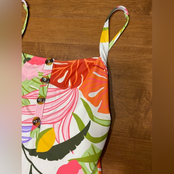 SOCIAL STANDARD BY SANCTUARY vibrant floral one piece swimsuit buttons size XL - Picture 5 of 13